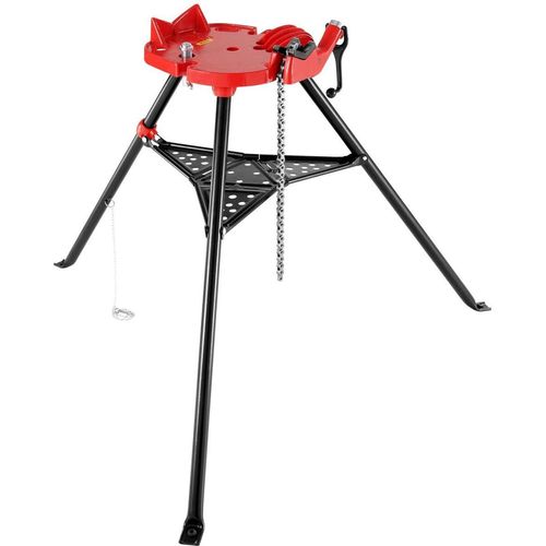 Chain Vise with Tripod Stand | 1/8"-6" Pipe Capacity | 1323 lbs Loading Capacity | Portable Stand with Folding Legs and Tool Tray | Ideal for Plumbing and Pipe Work