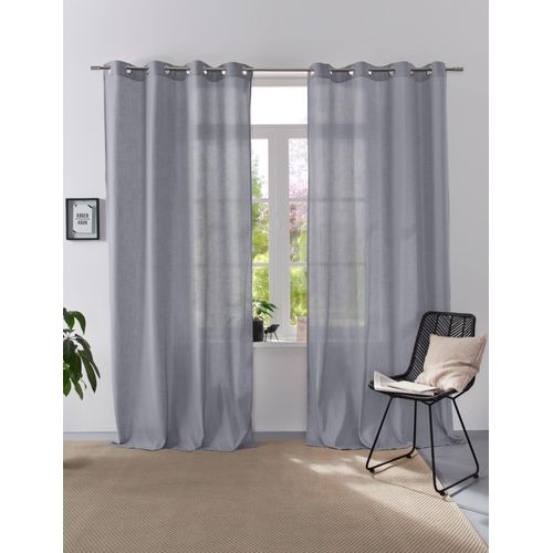 Vorhang HOME AFFAIRE "Linsdorf" Gr. 2, grau, B:140cm H:225cm, Polyester, Gardinen, Leinenstruktur