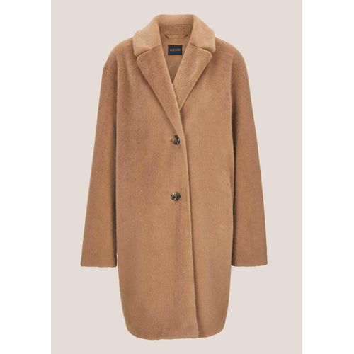 Langmantel MADELEINE "Webpelzmantel Kunstpelzmantel mit Reverskragen", Damen, Gr. 42, beige (caramel), Obermaterial: 100% Polyester PES., Modern, normal, Mäntel, Softer Webpelzmantel