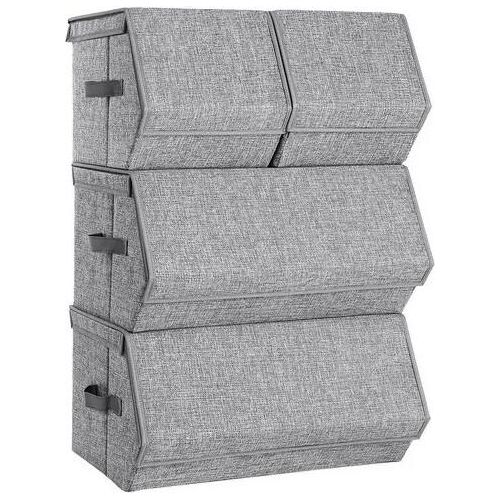 In And OutdoorMatch Aufbewahrungsbox Stone - modern - 4er-Set - Mit Deckel - Aufbewahrungsbox - Aufbewahrungsbehälter - Grau