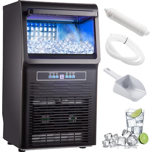 VEVOR Eisbereiter, 350 Watt, Eisbereiter, 31,75 kg Produktions-Eisbereiter, 4 x 9-teiliger Tisch-Eisbereiter, 5 kg Eisspeicher