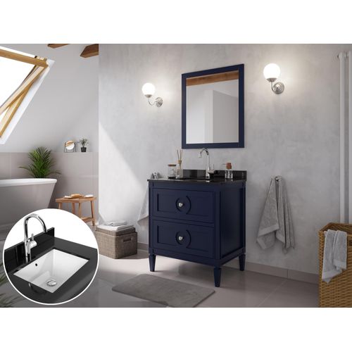 Landhaus Badmöbel-Set 2tlg Lavanda 75 Quarz schwarz montiert blau lackiert : Blau lackiert Varianten: Blau lackiert