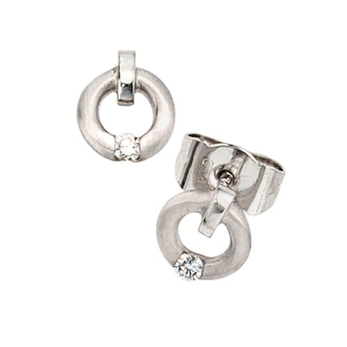 Paar Ohrstecker JOBO "Runde Ohrringe Platinohrringe 6 mm", platin 950, Ohrringe, Damen, SI = kleine Einschlüsse, Diamanten Platin 950, Diamanten, Platin 950, 950 Platin mit Diamanten