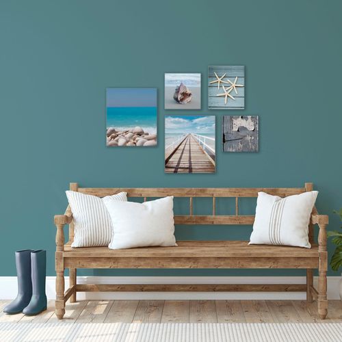 Leinwandbild ART FOR THE HOME "Set Strand", bunt (farbe bild(er): mehrfarbig), B:60cm H:80cm T:2,5cm, Bilder, Leinwandbild, SET 5-teilig Strand 80 x 60 cm