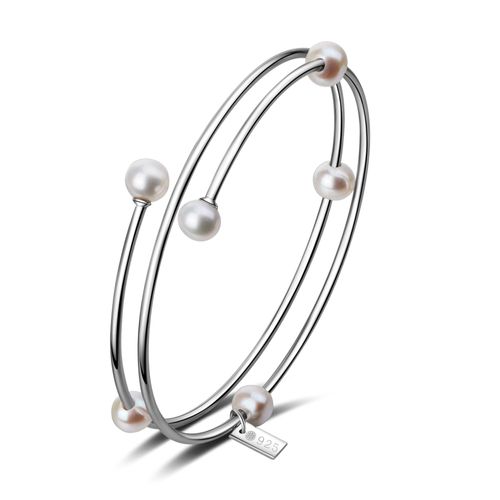 Armreif AILORIA "Armreif Silber/weiße Perle MIDORI", weiß, Armbänder, Damen, Armreif