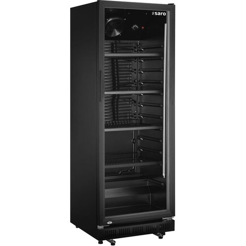 SARO Getränkekühlschrank mit Glastür - schwarz, Modell GTK 360 Flaschenkühlschrank , Glastür , Kiosk , Theke , Getränkekühlschrank, Party