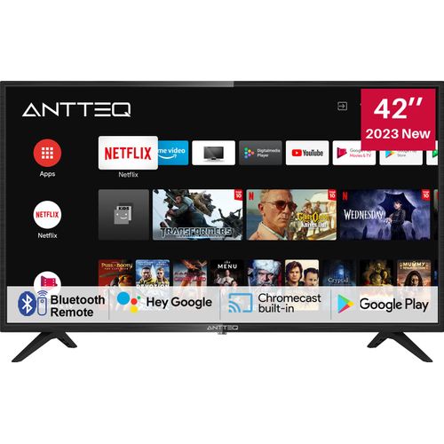 ANTTEQ AG42F3 TV 42 Zoll(Fernseher 107cm) Smart TV, Andriod TV LED FHD, Dolby Audio,Google Assistance, Bluetooth, DVB-C/S2/-T2, Google Play, WiFi