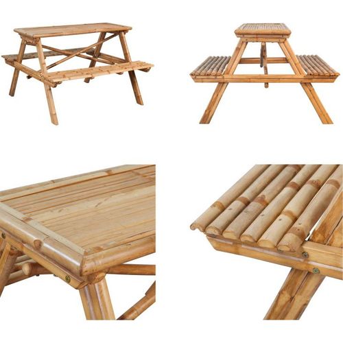 vidaXL Picknicktisch 115x115x81 cm Bambus - Picknicktisch - Picknicktische - Tisch Und Bank - Tische Und Bänke