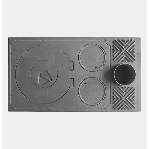 Küchenofen Zvezda Modell Narodna CHP Glass 6.1 kW Gusseiserne Kochplatte