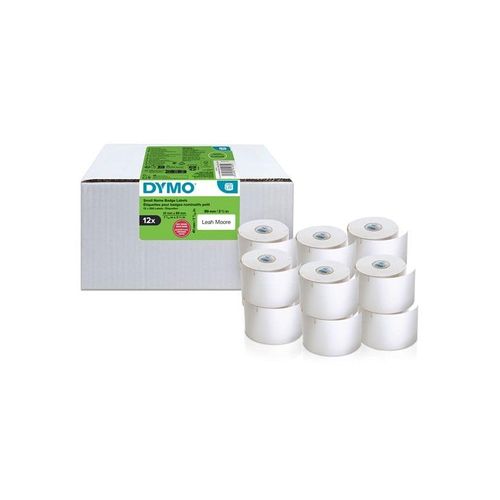 DYMO Authentic LabelWriter Small Name Badge Labels | 41 mm x 89 mm | Self-Adhesive | 12 Rolls of 300 Easy-Peel Labels (3.600 Count) | for LabelWriter Label Makers | Made in Europe