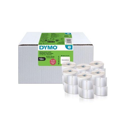 DYMO Authentic LabelWriter Multi-Purpose Labels | 54 mm x 70 mm | Self Adhesive | 12 Rolls of 320 Easy-Peel Labels (3.840 Count) | for LabelWriter Label Makers | Made in Europe