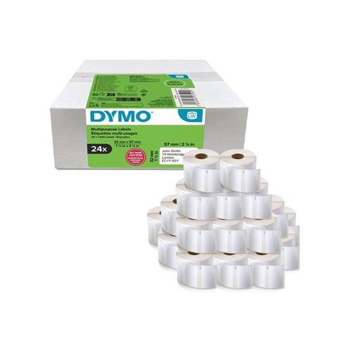 DYMO Authentic LabelWriter Multi-Purpose Labels | 32mm x 57mm | 24 Rolls of 1.000 Easy-Peel Labels (24.000 Count) | Self-Adhesive | for LabelWriter Label Makers