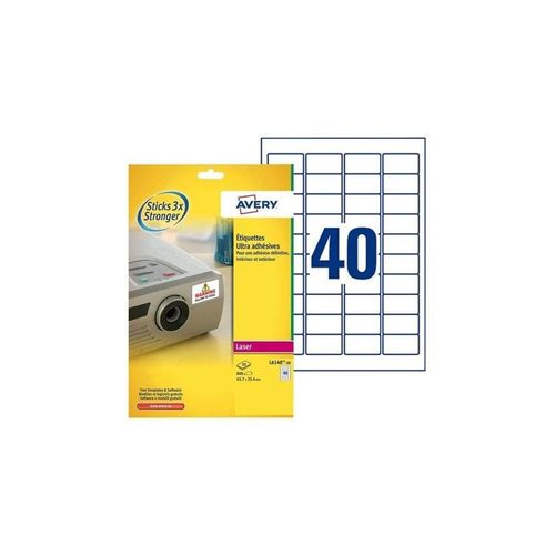 Avery TripleBond Labels L6140 - labels - 800 label(s) - 25.4 x 45.7 mm