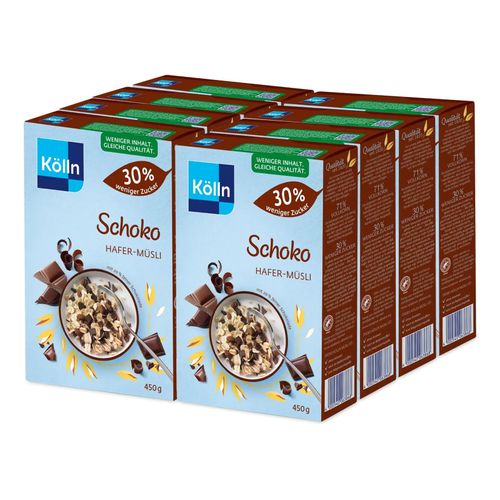 Kölln Schoko Müsli weniger Zucker 450 g, 8er Pack