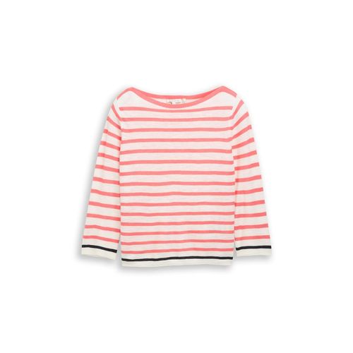 TOM TAILOR Damen Strickpullover mit Streifenmuster, rot, Gestreift, Gr. M