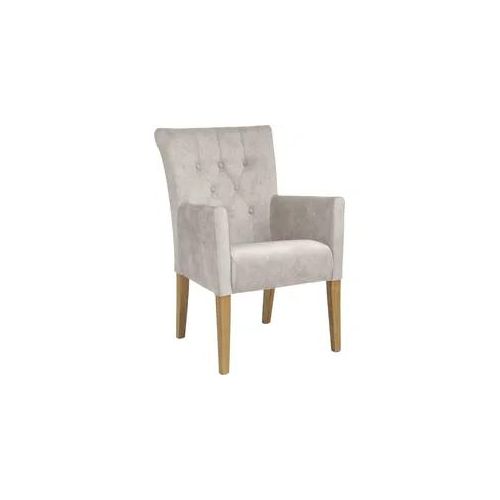 Esszimmerstuhl HOME AFFAIRE "King", weiß (milchfarben, natur), B:60cm H:92cm T:65cm, Polyester, Stühle, Esszimmerstuhl, Armlehnstuhl mit Knopfheftung, Polsterstuhl