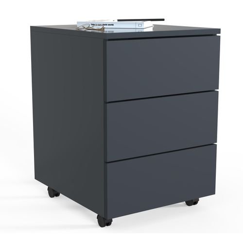 Container VCM "Rollcontainer Beistellcontainer Dalosa 45 cm", schwarz (anthrazit), B:39cm T:45cm, Obermaterial: 100% Holz Wood., Rollwagen, Rollcontainer
