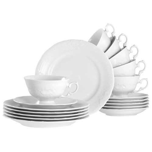 Kaffeeservice CREATABLE "Frederike Weiss, Service 18-tlg.", weiß, 18, Porzellan, Geschirr-Sets, Kaffeeservice, Klassisch, Zeitlos