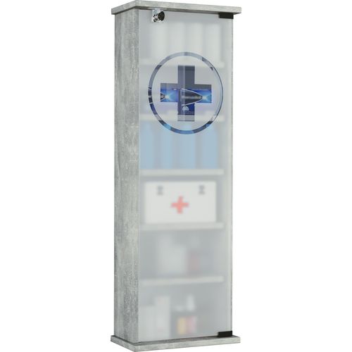 Medizinschrank VCM "Wand Hänge Medizinschrank Arzneischrank Omal", grau (beton, optik), B:31cm T:18cm, Obermaterial: 100% Holz Wood., Schränke, Apothekerschrank