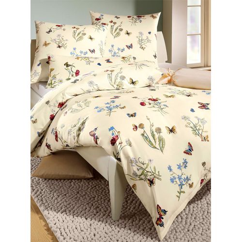 Bettwäsche BIERBAUM Gr. 3, beige (natur), B/L: 155cm x 220cm, Feinbiber, B/L: 80cm x 80cm, 2 Stk., Feinbiber, 100% Baumwolle, Bettwäsche, Bettwäsche