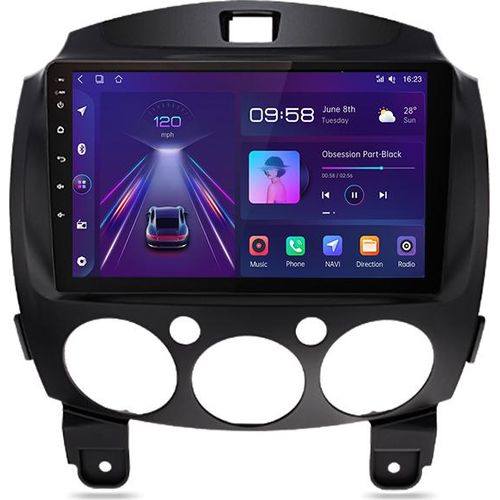2+32G autoradio carplay 9'' Android12 Für Mazda2 2007-2013 GPS Navi DAB BT WIFI SWC RDS DSP 4Kern Andriiod Auto