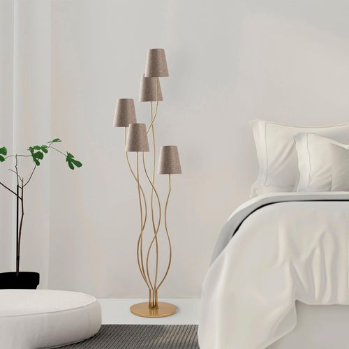 Opviq, Bonibon- Bonibon FLG, Gold,Beige, Stehlampen, 44 x 44 x 160 cm, Metallkörper