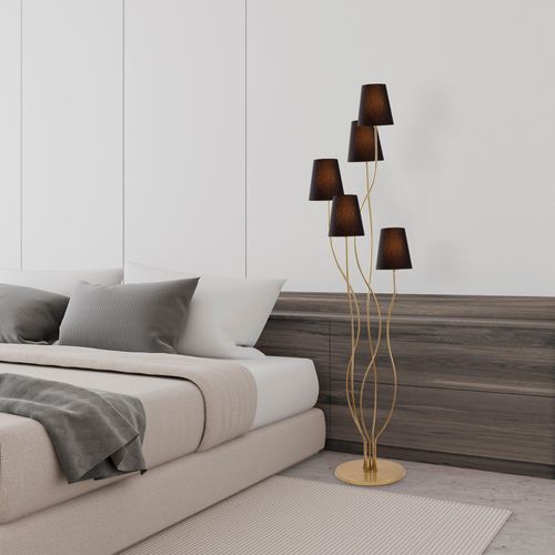 Opviq, Bonibon- Bonibon FLG, Gold,Schwarz, Stehlampen, 44 x 44 x 160 cm, Metallkörper