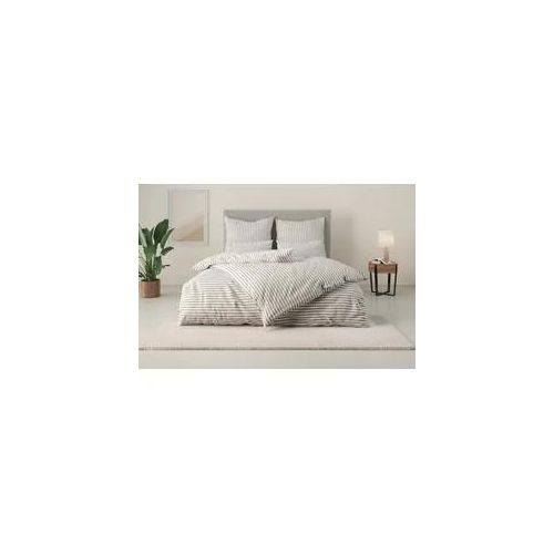 Bettwäsche "Linnea", beige, B/L: 135cm x 200cm, 1 Stk., 1 Stk., Renforcé, B/L: 40cm x 80cm, 2, Renforcé, Obermaterial: 100% Baumwolle, LEGER HOME BY LENA GERCKE, Bettwäsche, Bettwäsche, aus 100% Baumwolle, Streifendesign