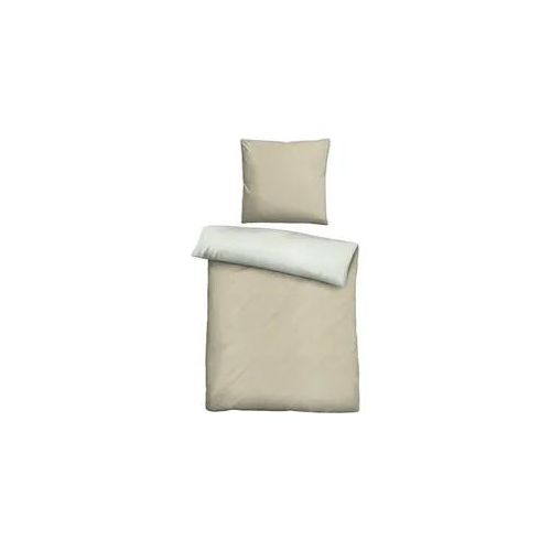Bettwäsche BIBERNA Gr. 2, beige (beige, grau), B/L: 155cm x 200cm, Flanell,Biber,Feinbiber, B/L: 80cm x 80cm, 2 Stk., Flanell;Biber;Feinbiber, 100% Baumwolle, Bettwäsche, Bettwäsche