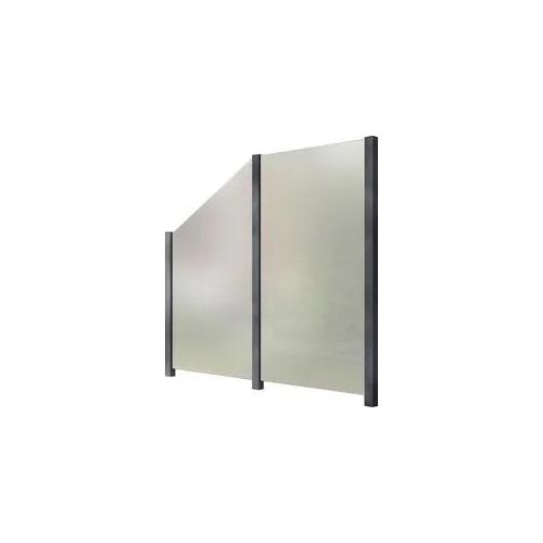 Zaun STAKET PRO, grau, Pfosten: 3 Stk., Aluminium, Glas, Zaunelemente, Glaszaun, Gesamtlänge: 2,29 m, 3 Pfosten