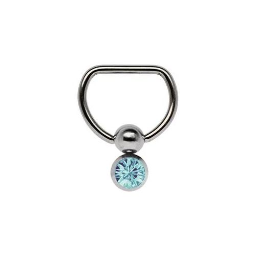 Brustwarzenpiercing ADELIA ́S "Piercing Piercing Brustpiercing", Damen, Gr. onesize, blau (türkis), Titan, Piercings, Titan Brustpiercing D-Ring mit Doppel Klemmkugel und 6 mm Stein türkis