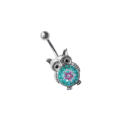 Bauchnabelpiercing ADELIA ́S "Piercing Piercing Bauchnabelpiercing", Damen, Gr. onesize, bunt, Titan, Piercings, Titan Piercing Schmuck Banane, Eule mit vielen Steinen