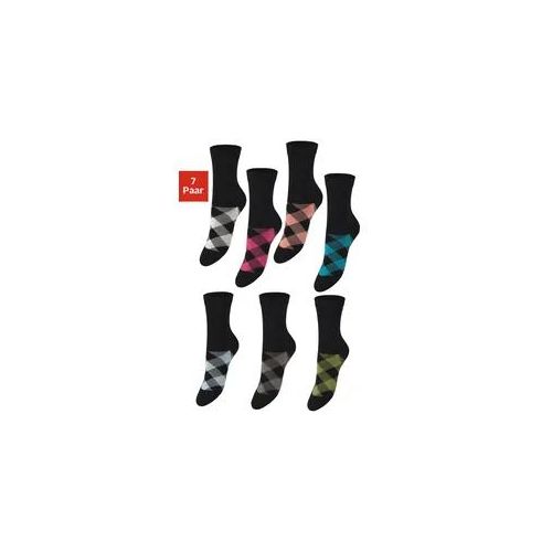 Socken H.I.S, Damen, Gr. 39-42, schwarz (schwarz, gemustert), Baumwolle, Elasthan, Polyamid, Rhombenmuster, elastisch, Socken Socken, in angesagtem Rhombenmuster, Topseller