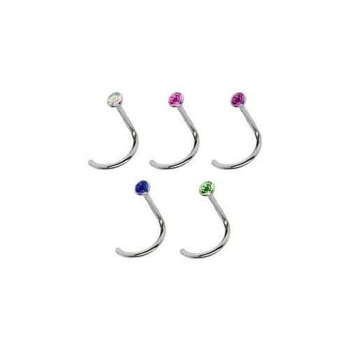 Nasenpiercing ADELIA ́S "Piercing Piercing Nasenpiercing", Damen, Gr. onesize, bunt, Titan, Piercings, Titan Nasen Piercing Set 5 bunte Nasenstecker mit Spirale- Stab 1 mm