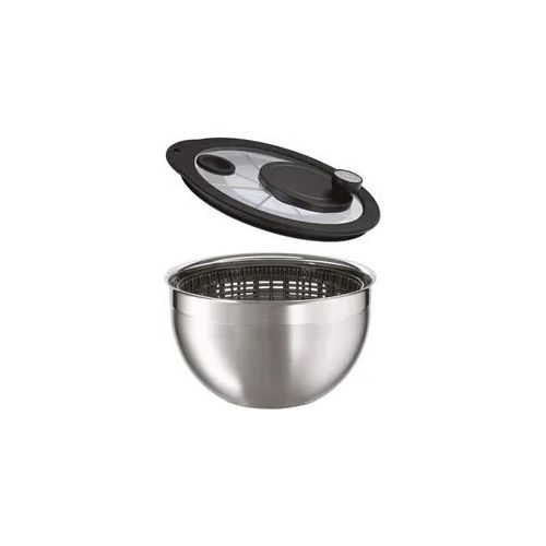 Salatschleuder RÖSLE, silber (edelstahlfarben), H:25,5cm Ø:24cm, Edelstahl, Glas, Salatschleudern, Schleuder mit hochwertiger Schüssel, 5,4 l, Ø 24 cm, Edelstahl 18/10