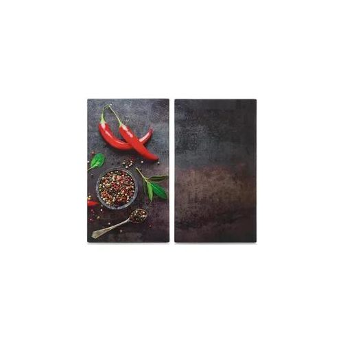 Schneide- und Abdeckplatte ZELLER PRESENT "Chilli", bunt, B:30cm L:52cm, Herdabdeckplatten, Silikonfüßen