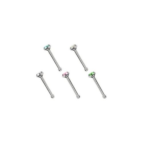 Nasenpiercing ADELIA ́S "Piercing Piercing Nasenpiercing", Damen, Gr. onesize, bunt, Titan, Piercings, Titan Piercing 5 bunte Nasenstecker im Set mit Stopper, Stab 0,8 mm