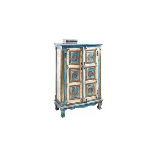 Highboard OTTO HOME, blau (antik blau, creme), B:80cm H:120cm T:40cm, Sideboards, Highboard, Stauraumschrank, Höhe 120 cm, mit aufwendiger Schnitzerei