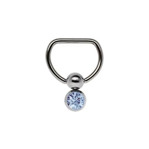 Brustwarzenpiercing ADELIA ́S "Piercing Piercing Brustpiercing", Damen, Gr. onesize, blau (hellblau), Titan, Piercings, Titan Brustpiercing D-Ring mit Doppel Klemmkugel und 6 mm Stein hellblau