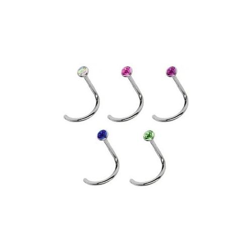 Nasenpiercing ADELIA ́S "Piercing Piercing Nasenpiercing", Damen, Gr. onesize, bunt, Titan, Piercings, Titan Nasen Piercing Set 5 bunte Nasenstecker mit Spirale - Stab 0,8mm