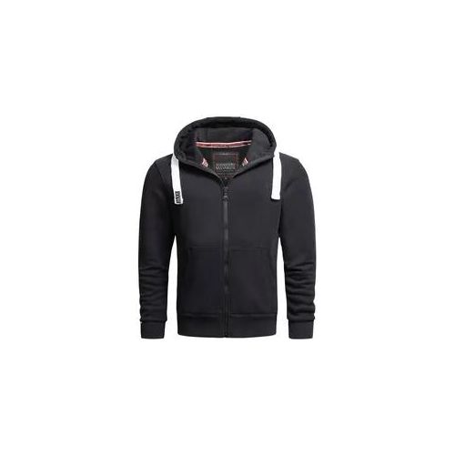 Sweatjacke ALESSANDRO SALVARINI "ASVinzent", Herren, Gr. M (50), schwarz, Obermaterial: 65% Baumwolle, 35% Polyester, Sweatjacken Sweatjacke, warmer Hoodie