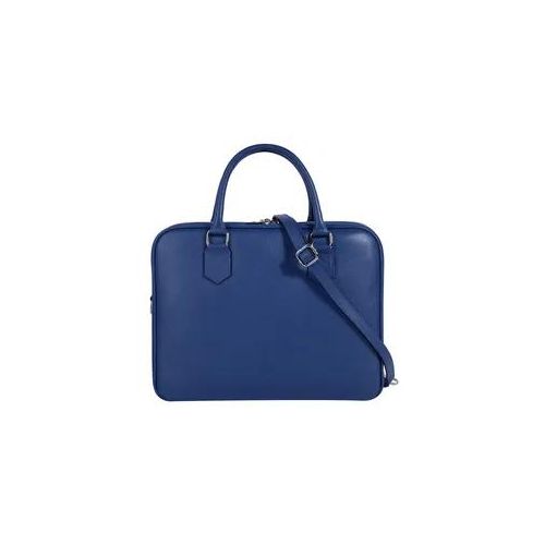 Aktentasche CLUTY, Damen, Gr. B/H/T: 35cm x 28cm x 13cm onesize, blau, Leder, leicht glänzend, unifarben, Taschen, echt Leder, Made in Italy