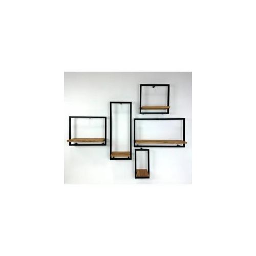 Ablageelement ANDAS "Londen", schwarz (natur, schwarz), B:30cm H:80cm T:20cm, Massivholz, Regale, aus Metall, Ablageflčhen aus massiver Eiche