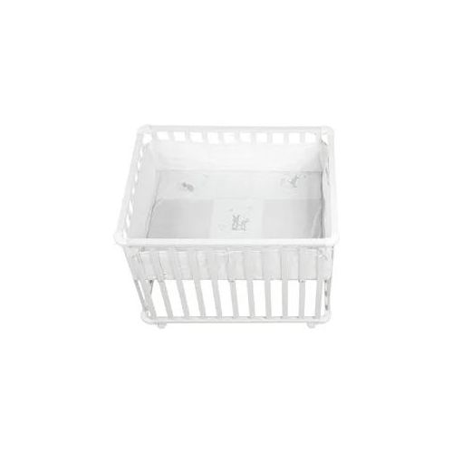 Laufgitter ROBA "Fox & Bunny, weiß, 75x100 cm", Baby, weiß, Laufställe Laufgitter, mit Stoffeinlage; Rollen, höhenverstellbar