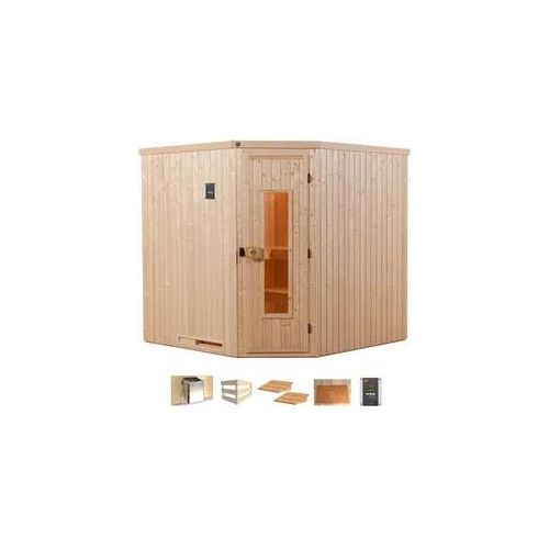 Sauna WEKA "Varberg 3", beige (natur), Bio-Ofen, externe Steuerung, 7,5 kW, Saunen, 7,5 kW Bio-Ofen mit ext. Steuerung