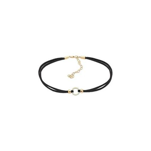 Collier ELLI "Halsband schwarz Choker mit Kreis 925 Silber" Gr. 32, gold, Halsketten, Damen, 32, ohne Stein, Silber 925 (Sterlingsilber), L: 32, Collier