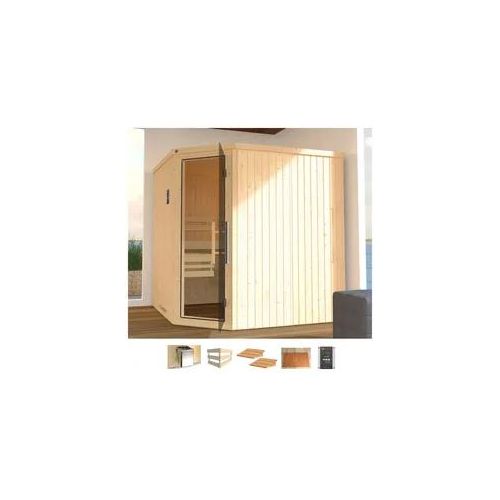 Sauna WEKA "Varberg 3", beige (natur), Bio-Ofen, externe Steuerung, 7,5 kW, Saunen, 7,5 kW Bio-Ofen mit ext. Steuerung