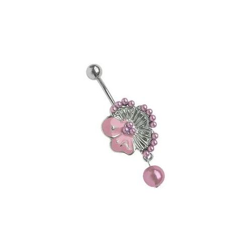 Bauchnabelpiercing ADELIA ́S "Piercing Bauchnabelpiercing", rosa, Piercings, Damen, onesize, Titan, Blume mit vielen kleinen Perlen