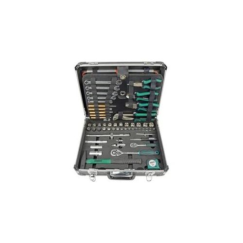 Werkzeugset, grün (grün, schwarz), B:35cm H:14cm, BRÜDER MANNESMANN WERKZEUGE, Werkzeugsets, 160-tlg., mit Tragekoffer