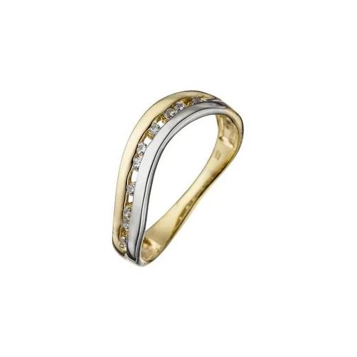 Goldring JOBO Gr. 50, gold (gelbgold 333), Fingerringe, Damen, 50, Gelbgold 333 Weißgold 333, Gelbgold 333, Weißgold 333, Goldring, 333 Gold bicolor mit 10 Zirkonia